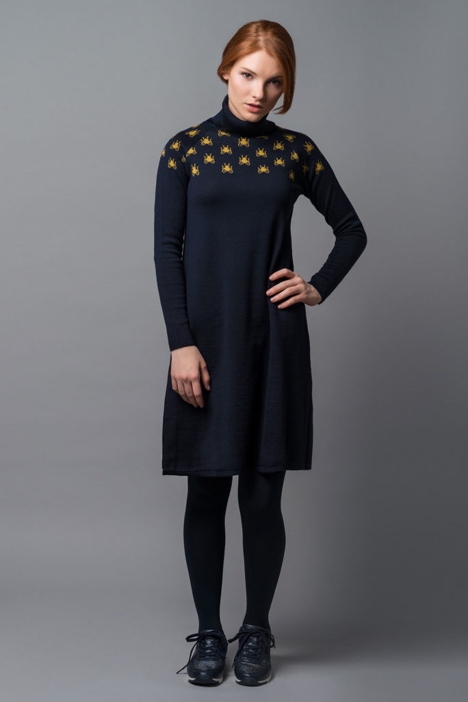 Vestido Mosca 3 - Colección AW18/19 Bichos - Azul Marino Casi Negro - Moda sostenible